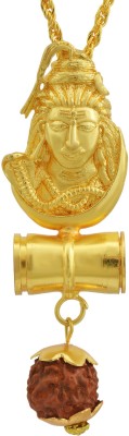 Dzinetrendz Gold plated Mahadev, Rudrkash Damru Shiv pendant Men Women Gold-plated Brass Pendant