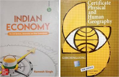 COMBO 2 BOOKS - INDIAN ECONOMY BY RAMESH SINHG- CERTIFICATE PHYSICAL AND HUMAN GEOGRAPHY BY G.C LEONG (K Chandan Gupta ) Ramesh Singh , New Indian Economy , GC LEONG , Indian Economy Book , Gc Leong