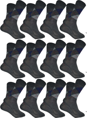 QUEERY Men Solid Mid-Calf/Crew(Pack of 12)