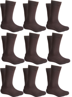 QUEERY Men Solid Mid-Calf/Crew(Pack of 9)