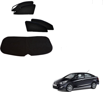 AuTO ADDiCT Side Window, Rear Window Sun Shade For Hyundai Verna Fluidic(Black)