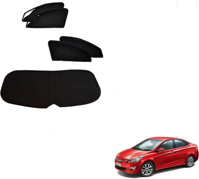 AuTO ADDiCT Side Window, Rear Window Sun Shade For Hyundai Fluidic Verna 4S(Black)