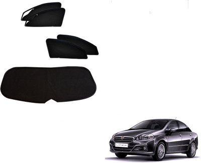 AuTO ADDiCT Side Window, Rear Window Sun Shade For Fiat Linea(Black)