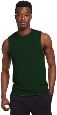 THE BLAZZE Solid Men Round Neck Green T-Shirt