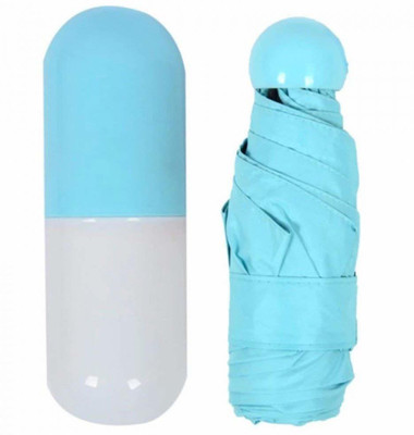 MEZIRE Pocket Umbrella Ultra Light Mini Umbrella 5 Folding Compact Umbrella with Lovely Capsule Case Pocket Umbrella/Blue Umbrella(Blue)