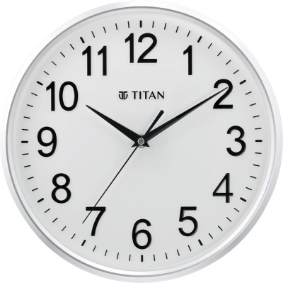 Titan Analog 30 cm X 30 cm Wall Clock(Silver, With Glass, Standard)