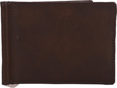 pocket bazar Men Brown Genuine Leather Money Clip(6 Card Slots)