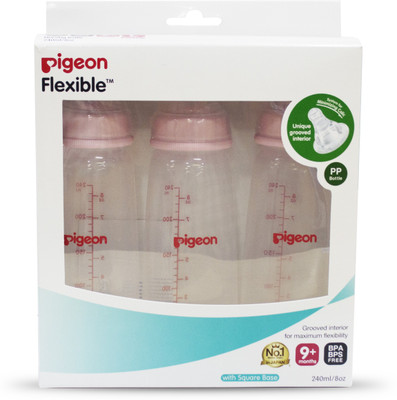 Pigeon NURSING BOTTLE KPP NIPPLE L COMBO (PACK OF 3) - 240 ml(TRANSPARENT)