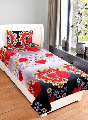 Major Homes 144 TC Polycotton Single 3D Printed Flat Bedsheet(Pack of 1, Black)