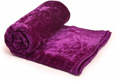 Oshano Solid Double Mink Blanket for  Heavy Winter(Polyester, Purple)
