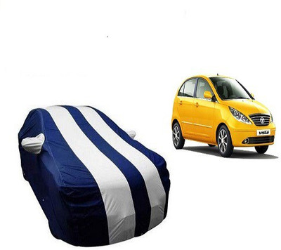Frap Car Cover For Tata Vista (With Mirror Pockets)(White, Blue)