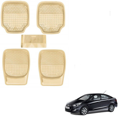 AuTO ADDiCT Rubber, PVC Standard Mat For  Hyundai Verna Fluidic(Beige)