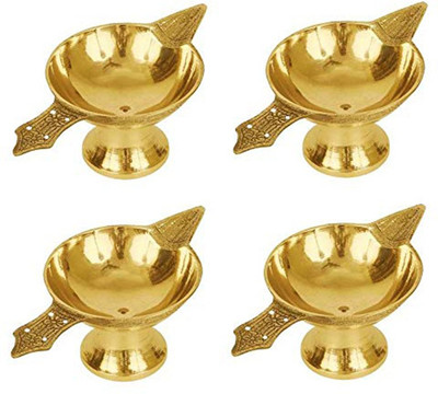 Rolimoli Pure Brass Laxmi Pooja Table Diya !! Set of 4 Brass (Pack of 4) Table Diya(Height: 3 inch)