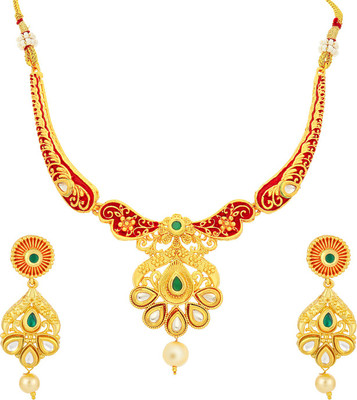 Sukkhi Alloy Gold-plated Red Jewellery Set(Pack of 1)