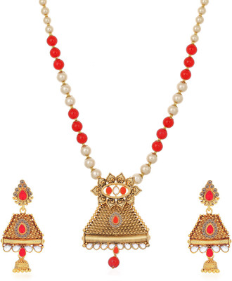 Sukkhi Alloy Gold-plated Red Jewellery Set(Pack of 1)