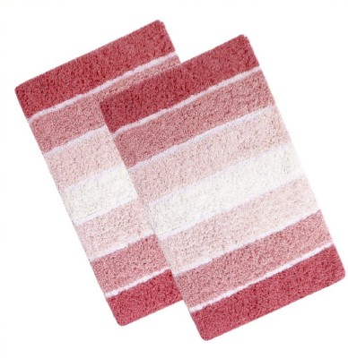 The Home Talk Cotton Bathroom Mat(Red, Medium, Pack of 2)