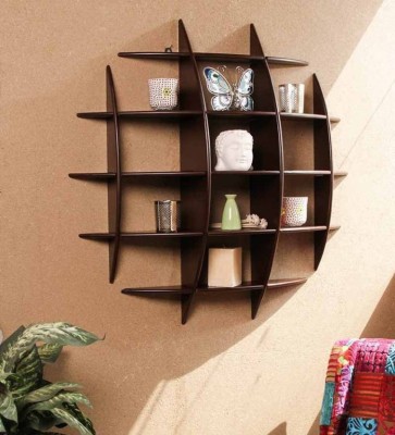 KHUSUBHDECOR wooden wall shelf tarck brown Wooden Wall Shelf(Number of Shelves - 12, Brown)