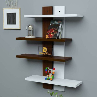 OnlineHaat Wooden Wall Shelf(Number of Shelves - 4, White, Brown)