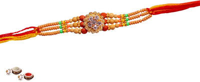 SUNINOW Designer EDCFRWS103 Assorted Chawal Roli Pack, Rakhi  Set(Roli Chawal for Tilak ceremony, 1 Rakhi Set)