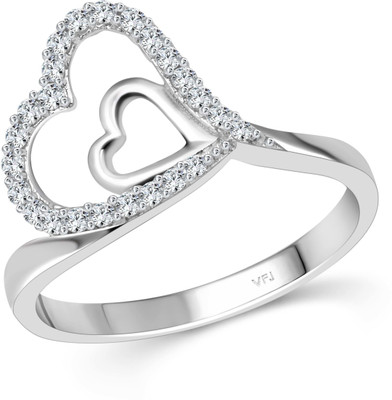 VIGHNAHARTA Enchanted Heart Alloy Cubic Zirconia Rhodium Plated Ring