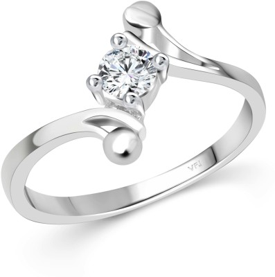 VIGHNAHARTA Simple Solitaire Alloy Cubic Zirconia Rhodium Plated Ring