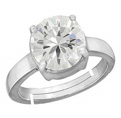 CEYLONMINE White Zircon Ring with Natural Zircon Stone Astrological & Lab Certified Stone Zircon Silver Plated Ring