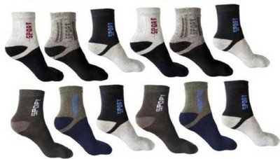 RAJAVI Men & Women Solid Ankle Length(Pack of 12)