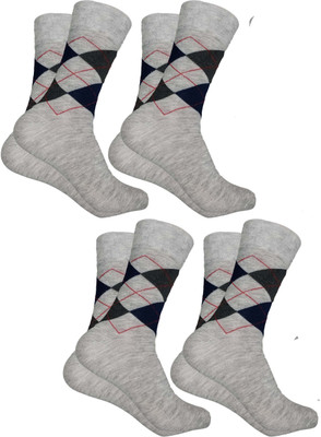 QUEERY Men Solid Mid-Calf/Crew(Pack of 4)