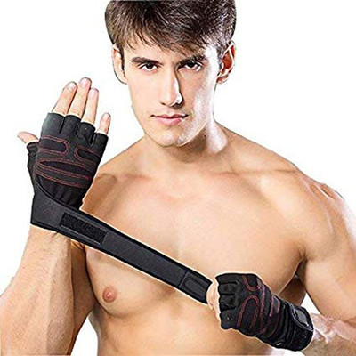 DreamPalace India Palm Support Weight Lifting Gym Gloves With Wrist Support Gym & Fitness Gloves(Black)