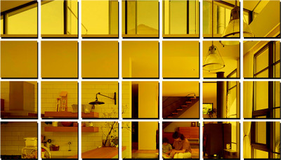 Walltech 45 cm Big square 28 Golden Self Adhesive Sticker(Pack of 1)