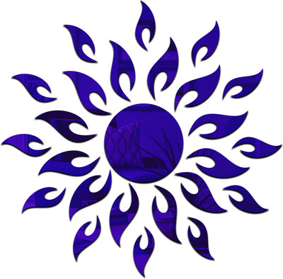 wall1ders 45.72 cm Sun with Extra Flames Blue( Self Adhesive Sticker(Pack of 1)