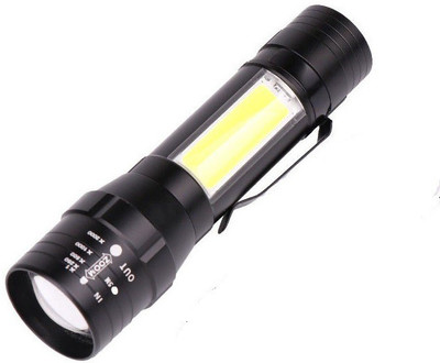 Care 4 Zoomable Handheld XPE+COB Mini USB Rechargeable Led Flashlight Torch(Black, 12 cm, Rechargeable)