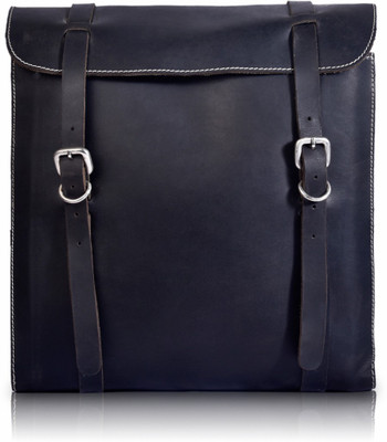 Golden Riders One-side Black Genuine Leather Motorbike Saddlebag(5 L)