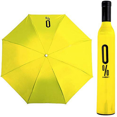 QUICKCART Wine Bottle Folding Umbrella With Bottle Cover (Black) Umbrella(Yellow)
