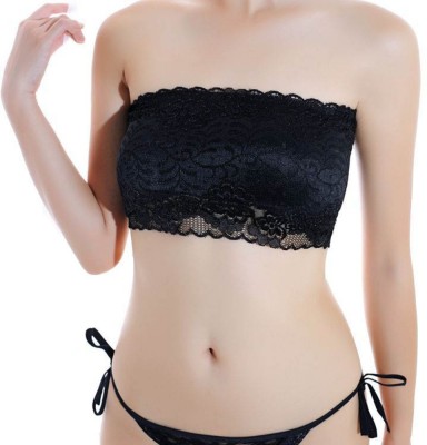 DRAXSTAR Priya Women Bandeau/Tube Lightly Padded Bra(Black)