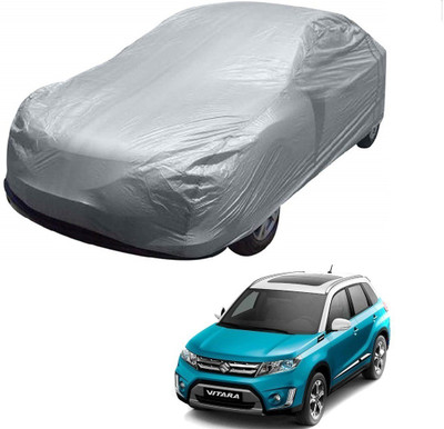 AuTO ADDiCT Car Cover For Maruti Suzuki Vitara Brezza (Without Mirror Pockets)(Silver)