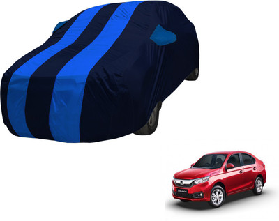 Amanzo Car Cover For Honda Amaze (With Mirror Pockets)(Blue, Black)