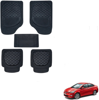 AuTO ADDiCT Rubber, PVC Standard Mat For  Hyundai Fluidic Verna 4S(Black)