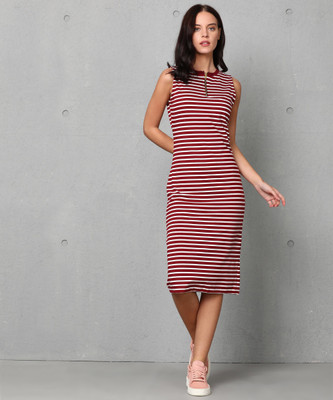 METRONAUT Women Bodycon Multicolor Midi/Calf Length Dress