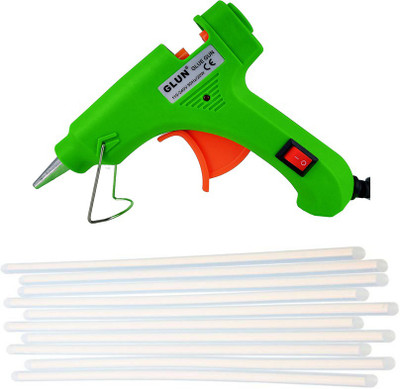 Bandook GREEN 20W 20WATT WITH 10 TRANSPARENT STICKS Corded Glue Gun(7 mm)