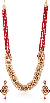 YouBella Alloy Gold-plated Red Jewellery Set(Pack of 1)