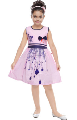 F2CLUB Girls Above Knee Casual Dress(Pink, Sleeveless)