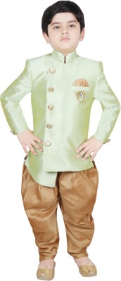 SG YUVRAJ Boys Festive & Party, Wedding Sherwani and Churidar Set(Light Green Pack of 1)