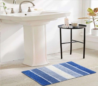 The Home Talk Cotton Bathroom Mat(Blue, Medium, Pack of 2)