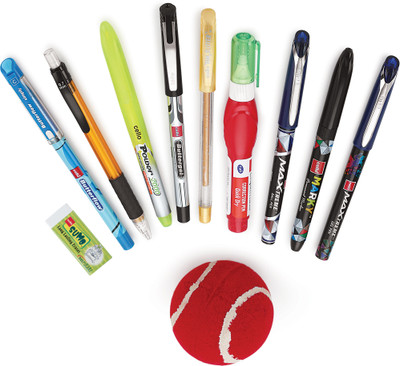 Cello Cricket Fever Pack with Ball + Scratch Card to meet Bumrah Stationery Set(Pack of 11)