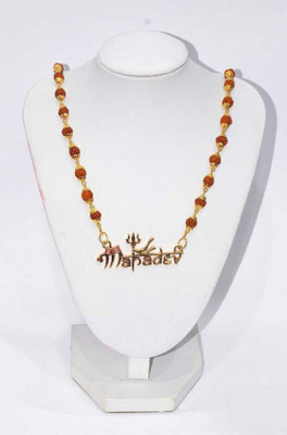 RUDRA DIVINE Golden Cap Mala with Loard Shiva Mahakal Locket Pendant Brass Pendant Set
