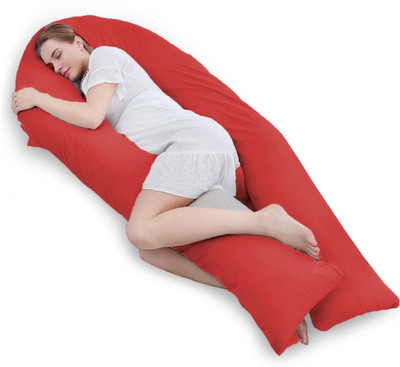 Linenovation Cotton Solid Pregnancy Pillow Pack of 1(Red)