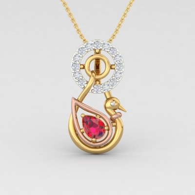 ShipJewel Bird Pendulum Pendant-14KT Gold 14kt Diamond, Ruby Yellow Gold Pendant