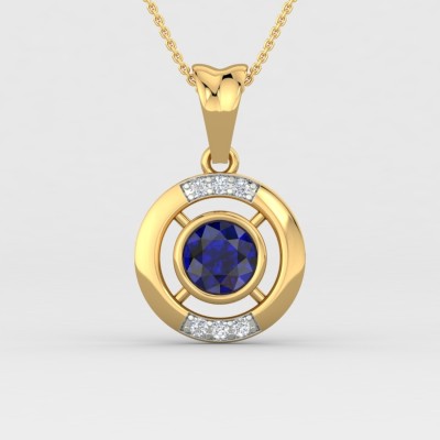 ShipJewel Encircled Sapphire Pendant-14KT Gold 14kt Diamond, Sapphire Yellow Gold Pendant