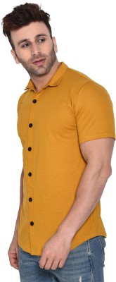 Lawful Casual Men Solid Casual Gold Shirt